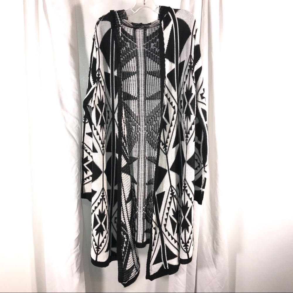 Pretty Hooded Cardigan Duster, Size XL